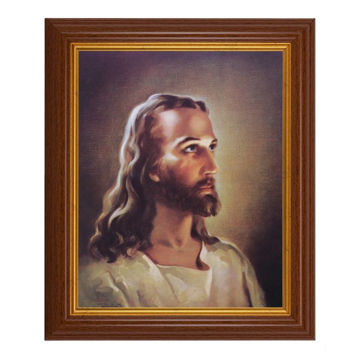 Walnut Finish Beveled Frame with Sallman: Head of Christ