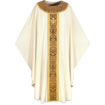 Hand-Embroidered Cross Gothic Chasuble | Plain Neck | 100% Wool | All Colors