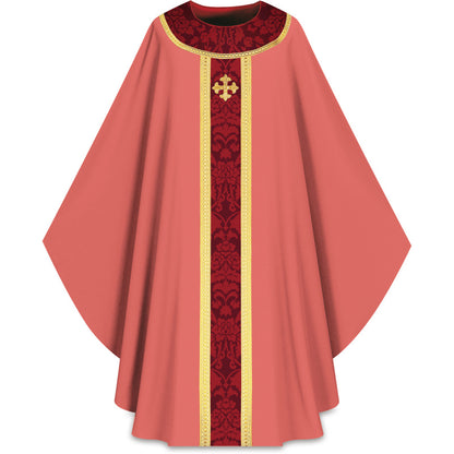 Hand-Embroidered Cross Gothic Chasuble | Plain Neck | 100% Wool | All Colors