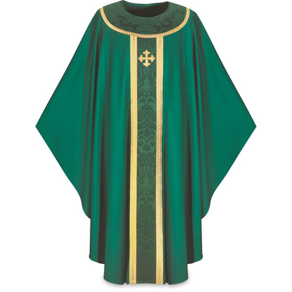 Hand-Embroidered Cross Gothic Chasuble | Plain Neck | 100% Wool | All Colors