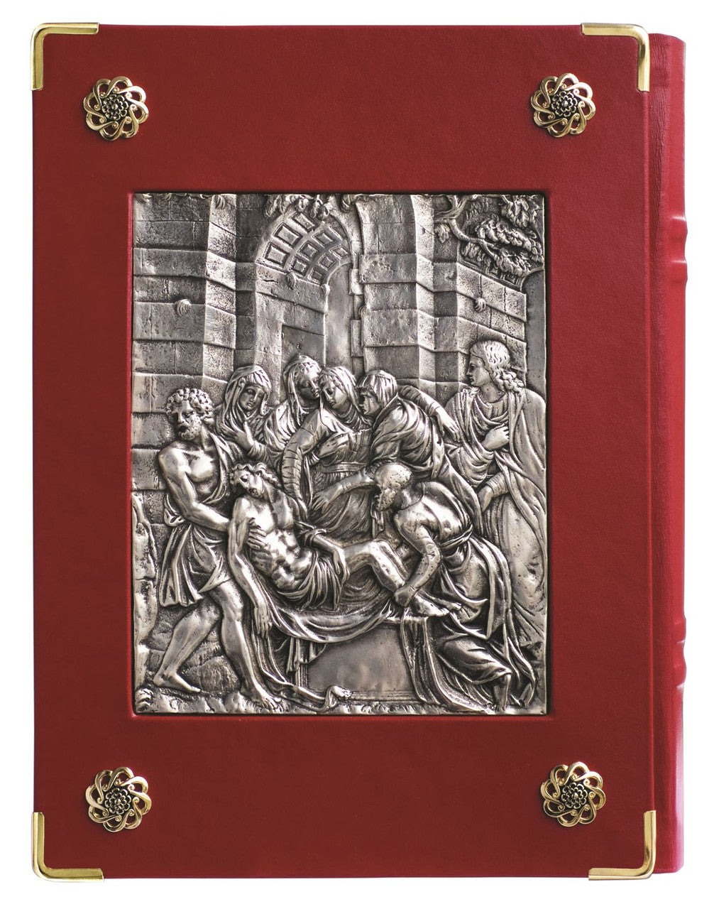 Resurrection & Entombment of Christ Book of the Gospel Cover | Silver & Gold Plated, Leather