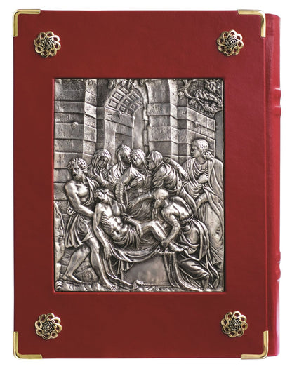 Resurrection & Entombment of Christ Book of the Gospel Cover | Silver & Gold Plated, Leather