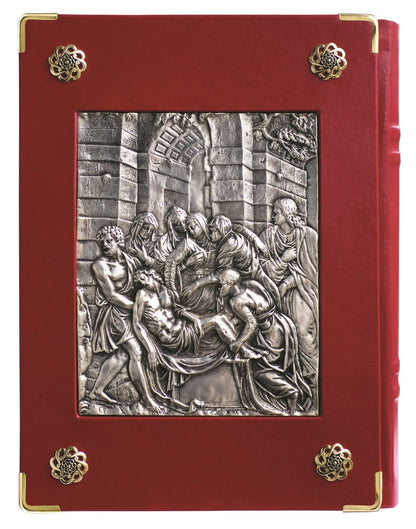 Resurrection & Entombment of Christ Book of the Gospel Cover | Silver & Gold Plated, Leather