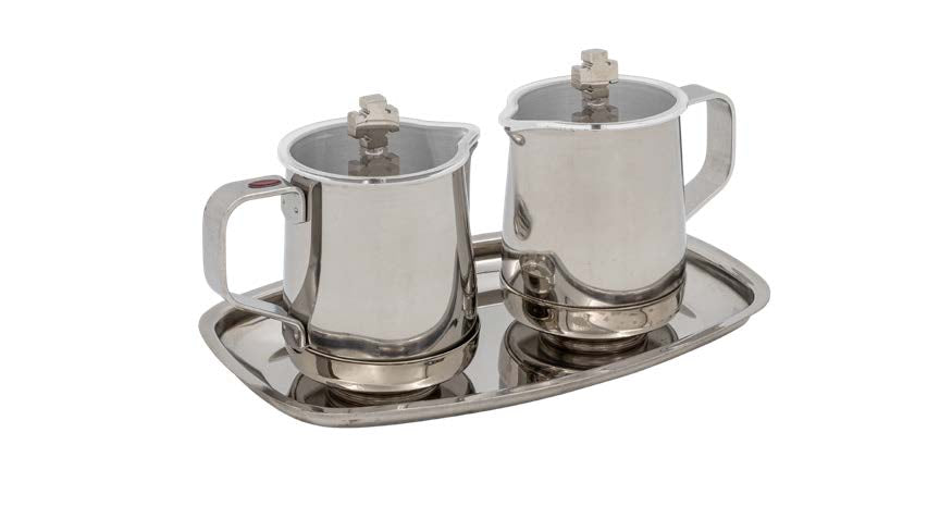 Inox Cruet Set with Plain Tray | Silver-Plated