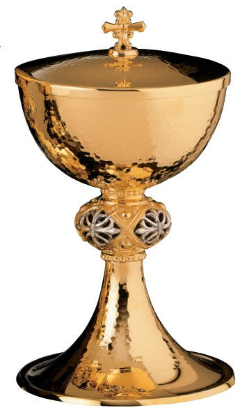 #1006-01 Gold Plated Sterling Silver Hammered Ciborium