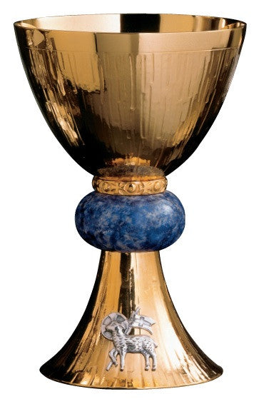 #1014 Paschal Lamb Sodalite Gold Plated Chalice