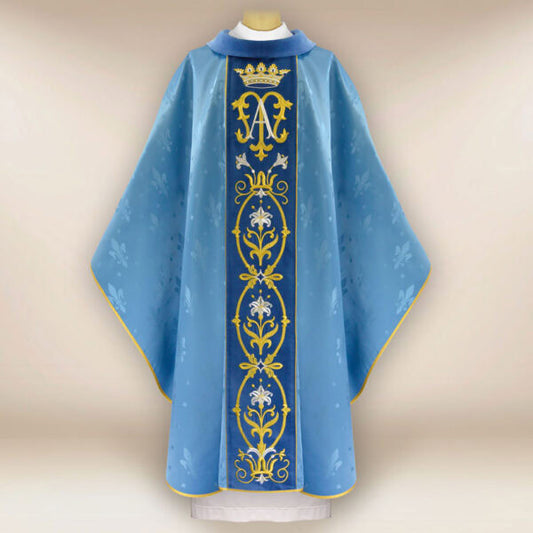 Embroidered Chasuble “Maria D’Oro-blu”