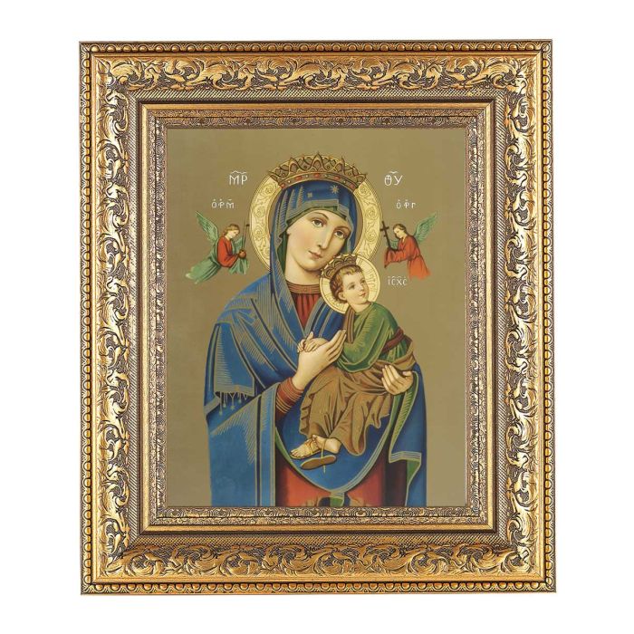 Ornate Gold Leaf Antique Frame with Our Lady of Perpetual Help