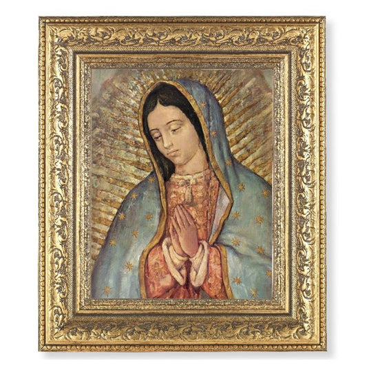 Ornate Gold Leaf Antique Frame with Our Lady of Guadalupe