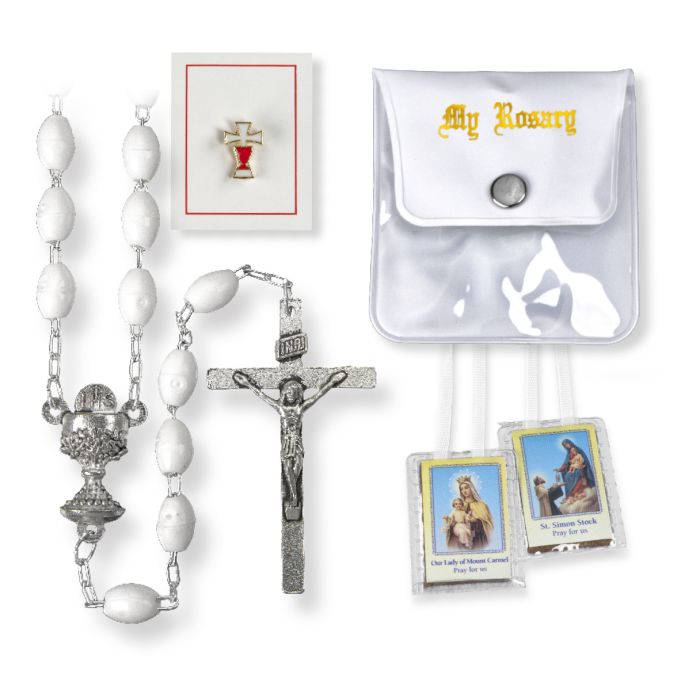 White First Communion Rosary Set