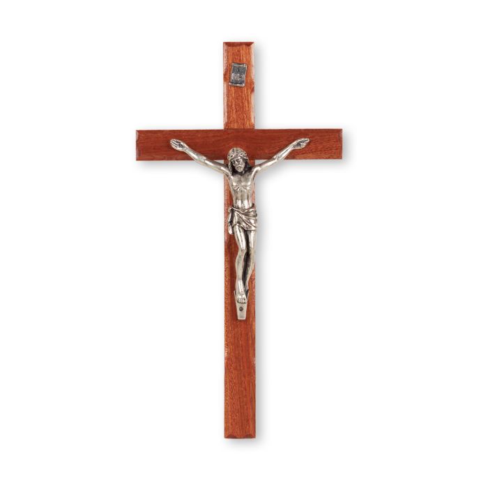 Walnut Cross with Antique Silver Finished Corpus