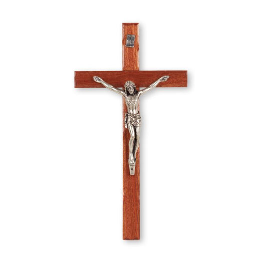 Walnut Cross with Antique Silver Finished Corpus