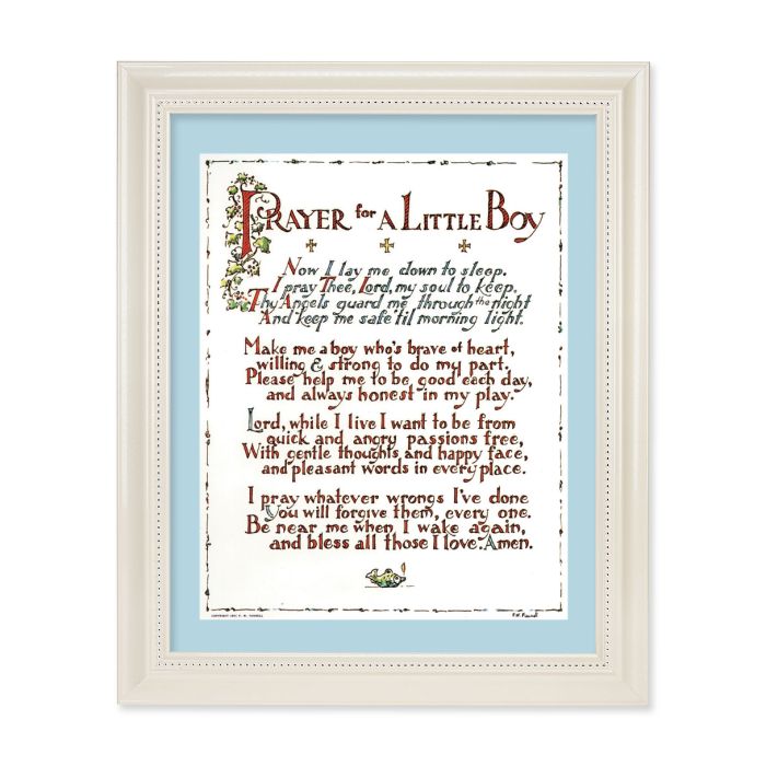 White Pearlescent Frame with Prayer for a Little Boy Print