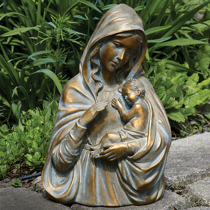 Bronze Madonna & Child Garden Statue