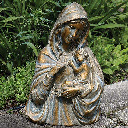 Bronze Madonna & Child Garden Statue