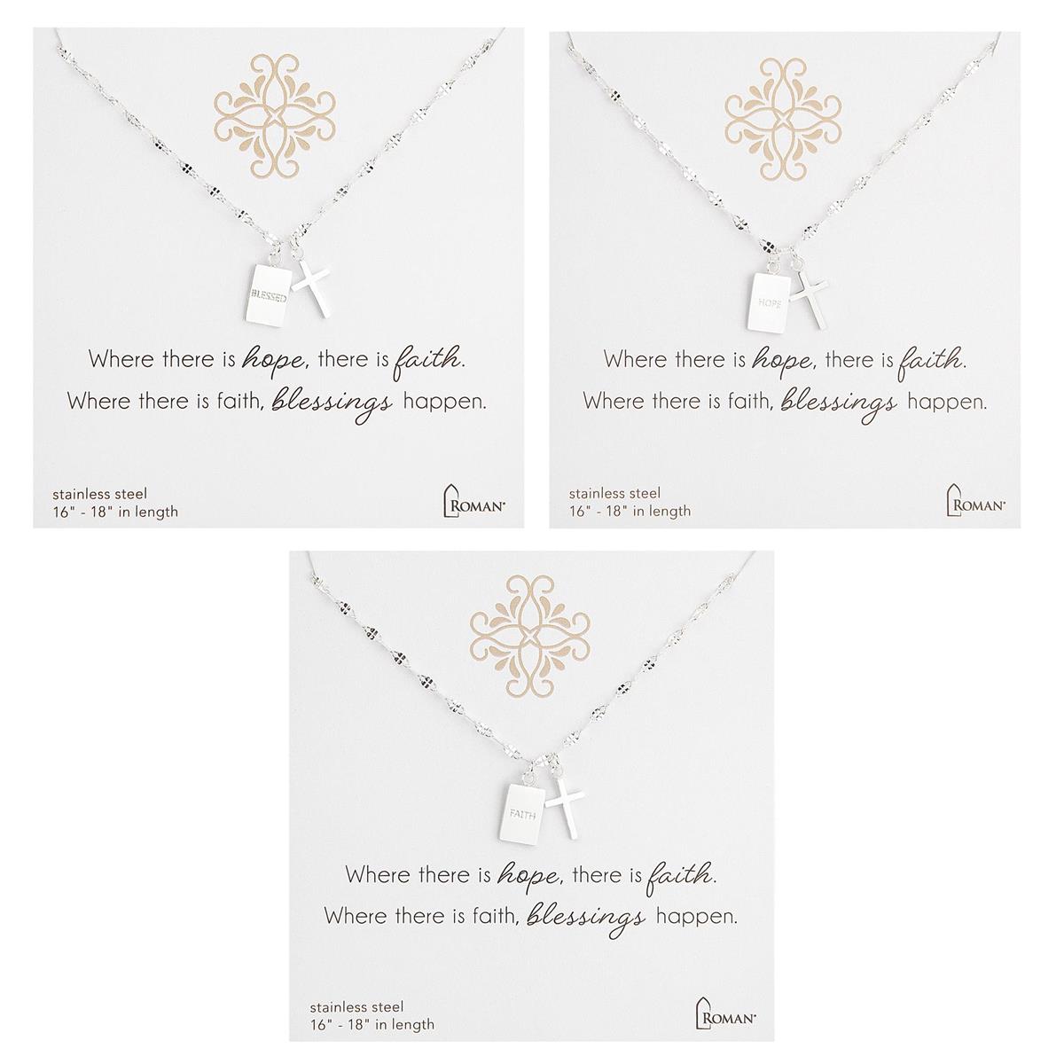 Adjustable Cross Tag Necklace | Gold or Silver | Gift Bag Included