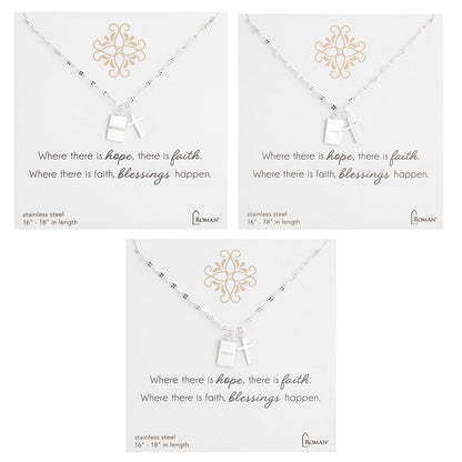 Adjustable Cross Tag Necklace | Gold or Silver | Gift Bag Included