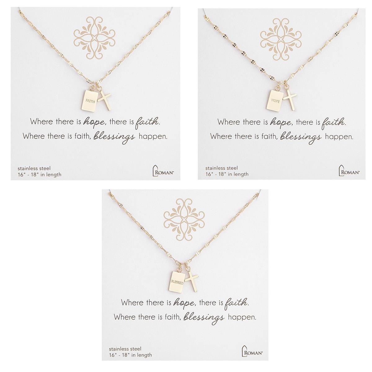 Adjustable Cross Tag Necklace | Gold or Silver | Gift Bag Included