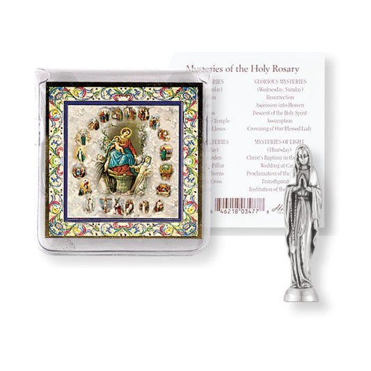 Our Lady of the Rosary Pocket Statue with Holy Card