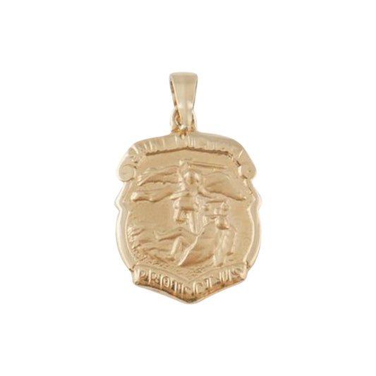#M-59 Yellow Gold Saint Michael Shield 14 Karat