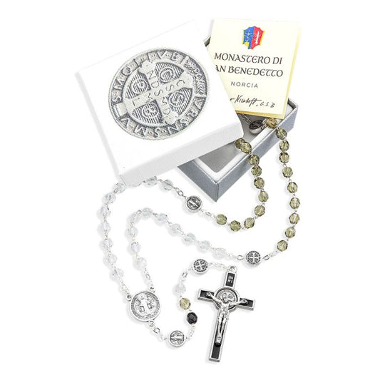 Crystal Glass Bead St. Benedict Rosary