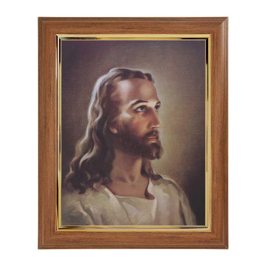 Walnut Frame with Gold Inside Lip and Head of Christ Print