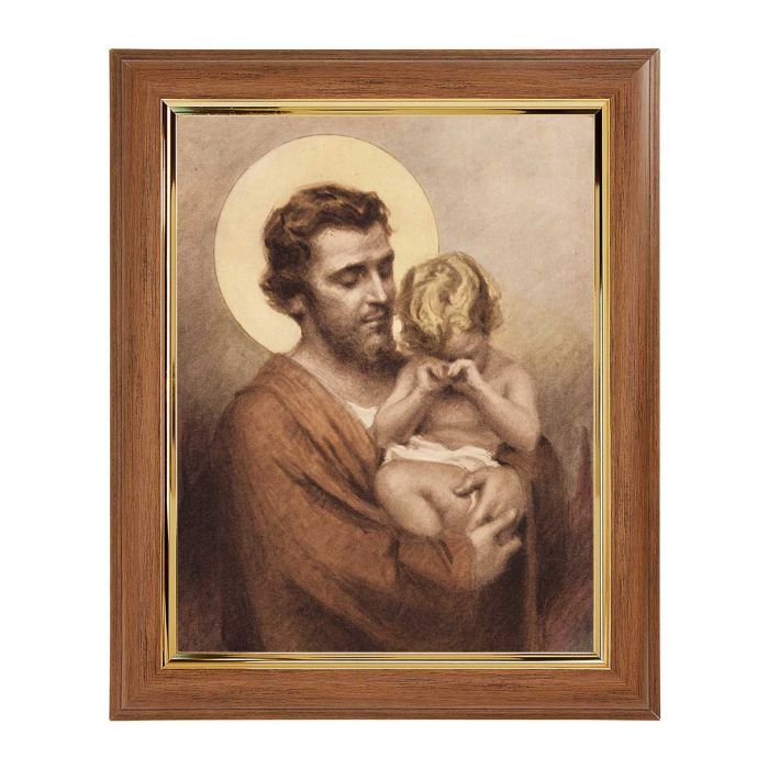 Walnut Frame with Gold Inside Lip and Joseph with Crying Jesus Print