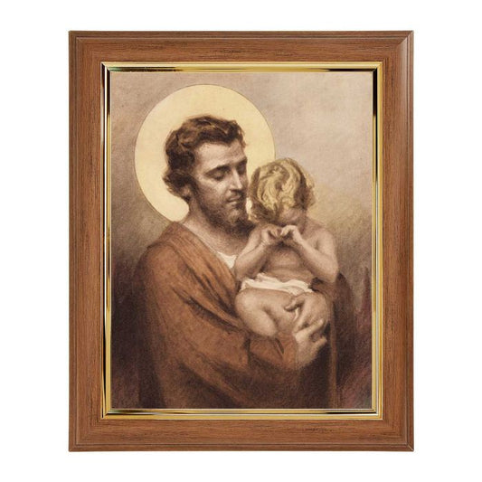 Walnut Frame with Gold Inside Lip and Joseph with Crying Jesus Print