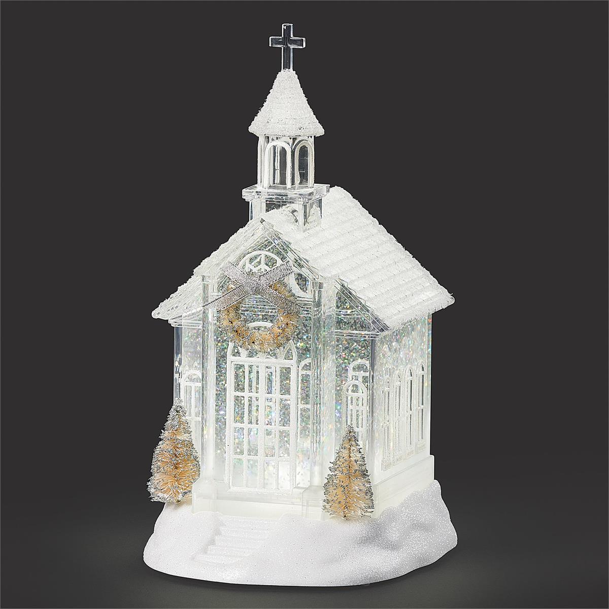 Lighted Swirl Church With Gold
