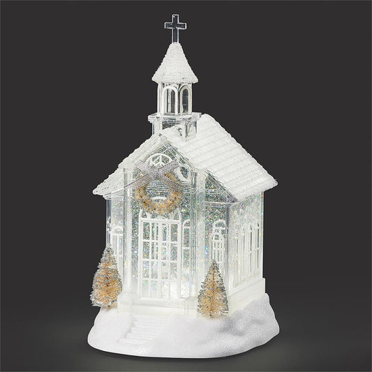 Lighted Swirl Church With Gold