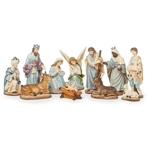 6" Blue Robe Nativity Set | 11 pieces | Polyresin