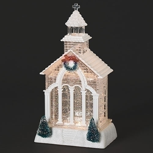 11.5"H Lighted Swirl Church