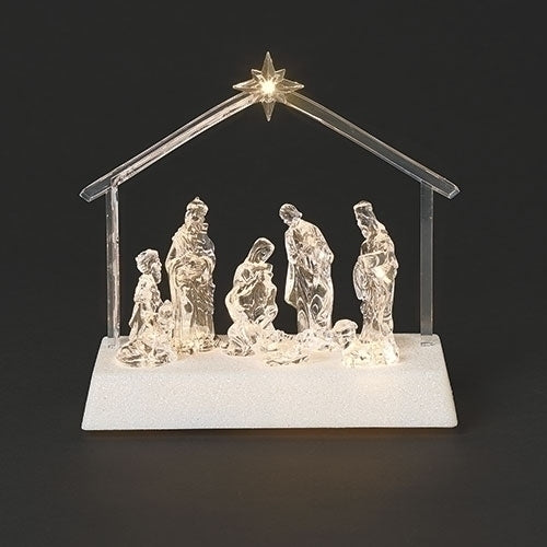 LED Lighted Under Star and Stable Nativity