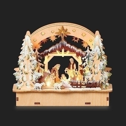 7" LED Laser Cut Nativity Scene | Wood