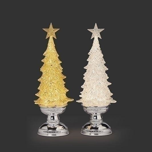 15" LED Lighted Glitter Trees | Assorted Gold & Silver