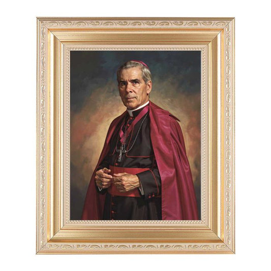 Archbishop Fulton Sheen Print in Satin Gold Frame