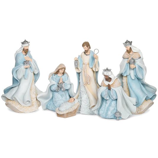 Nativity Set with Leaf Pattern and Blue Gowns Set