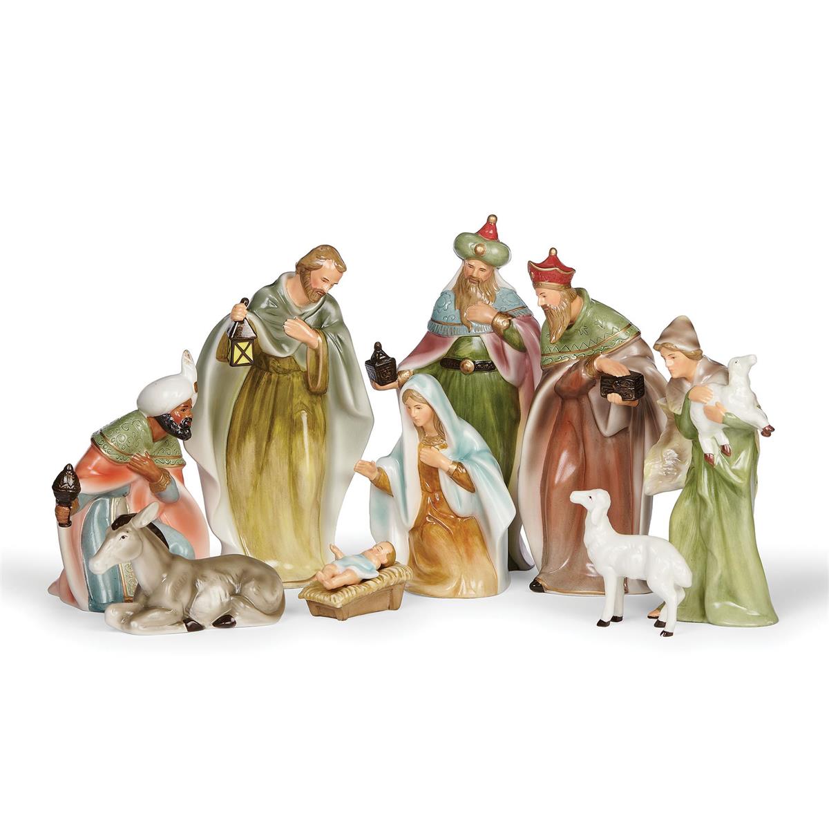 9 Piece Water Color Nativity Set