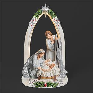 Holy Family w/ LED Arch Holly Berry