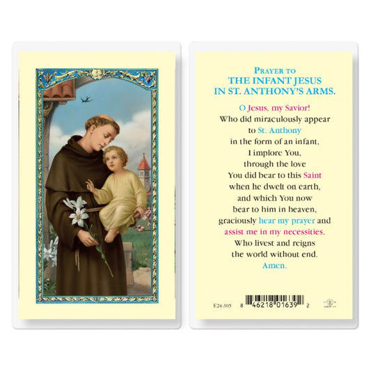 Infant Jesus in Saint Anthony's Arms Holy Card