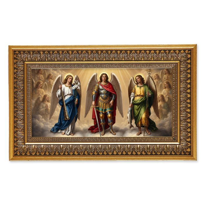 Antique Genuine Gold-Leaf Wood Frame with Textured Art