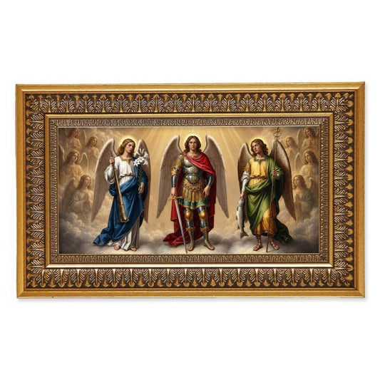 Antique Genuine Gold-Leaf Wood Frame with Textured Art