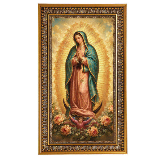 Antique Genuine Gold-Leaf O.L. of Guadalupe Acanthus Border
