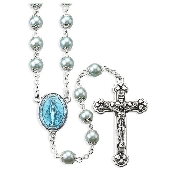 #109 Pearl Capped Bead Rosary
