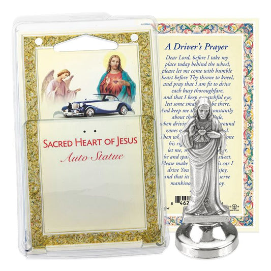 Sacred Heart of Jesus Auto Statue with Prayer Card
