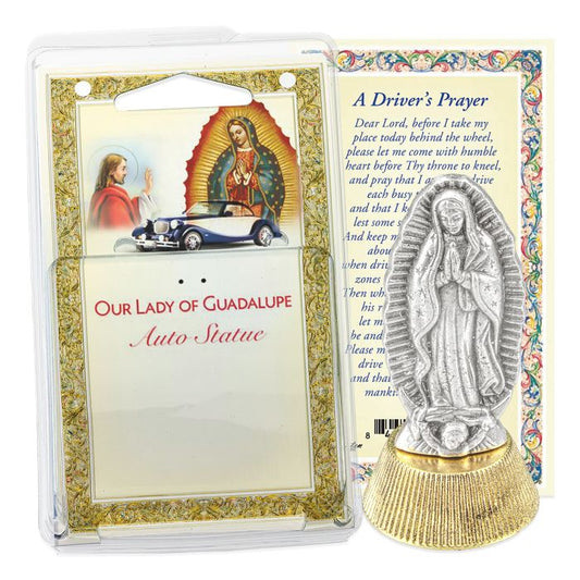 Our Lady of Guadalupe Auto Statue with Prayer Card