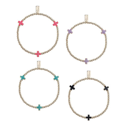 Enamel Cross Stretch Bracelet