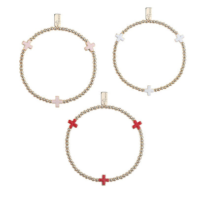 Enamel Cross Stretch Bracelet