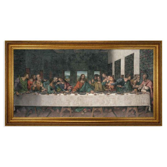 Antique Gold Leaf with Carved Rope Trim -Davinci: Last Supper Canvas Artwork