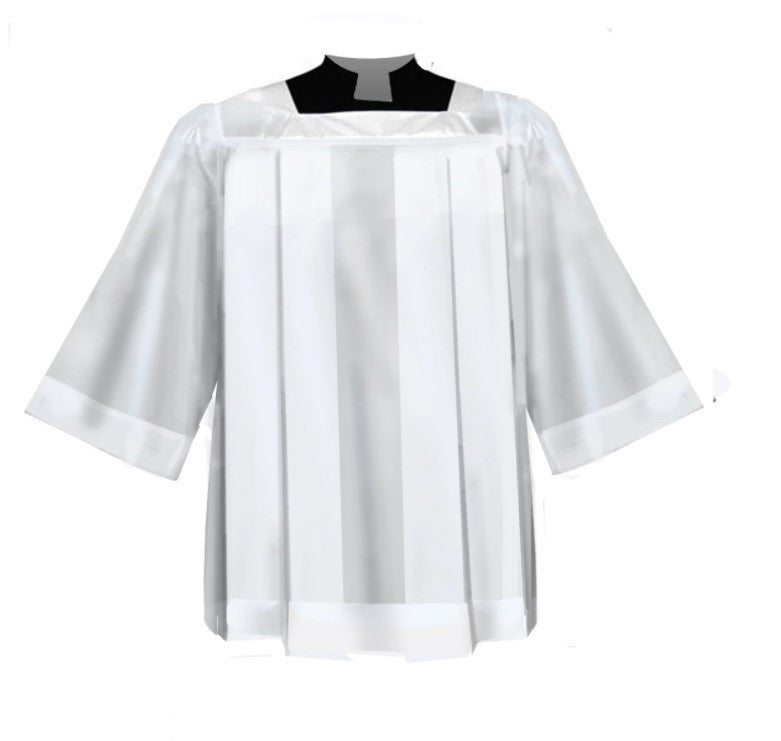 #181 Altar Server Pleated Square Neck Surplice | Poly/Cotton